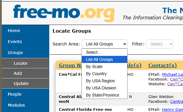 Locate Groups - Search Options